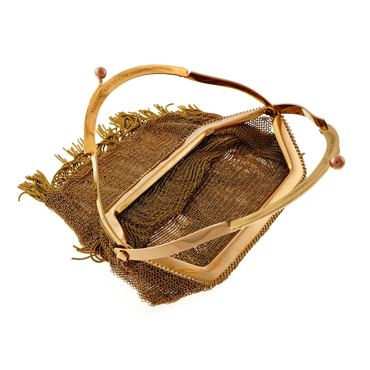 Vintage D.R, Patent 18k Rose Pink Yellow Gold Mesh Art Deco Purse